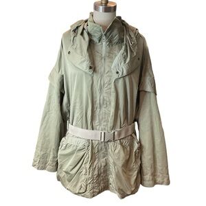Adidas by Stella McCartney Sage Green Hooded Belted Anorak